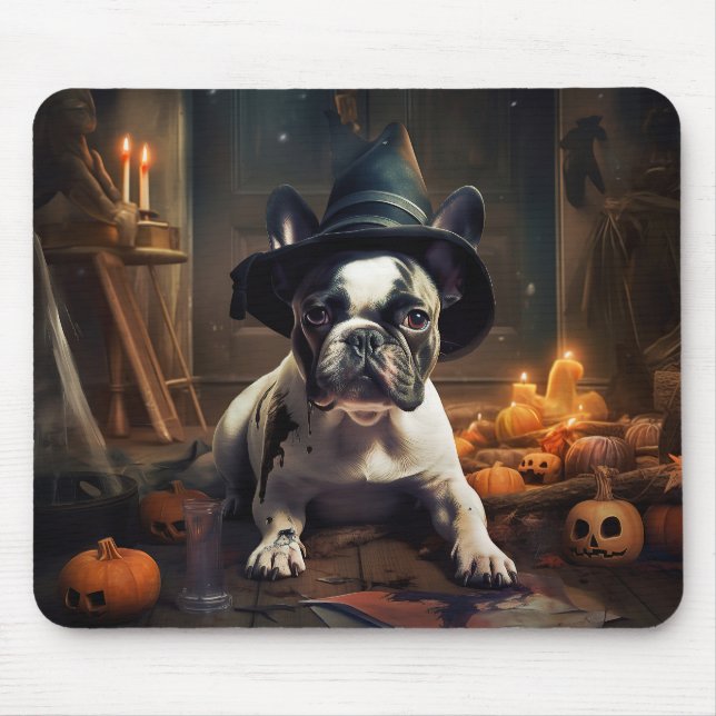 French Bulldog Pumpkins Halloween Scary Mouse Pad (Front)
