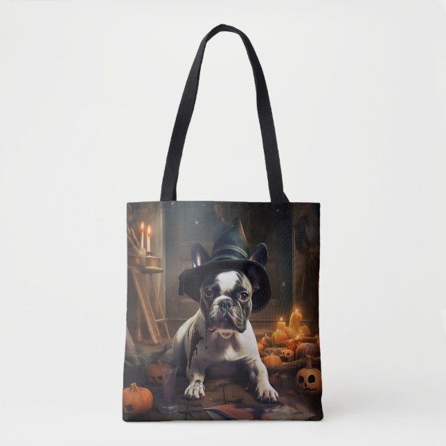 French Bulldog Pumpkins Halloween Scary Tote Bag (Front)