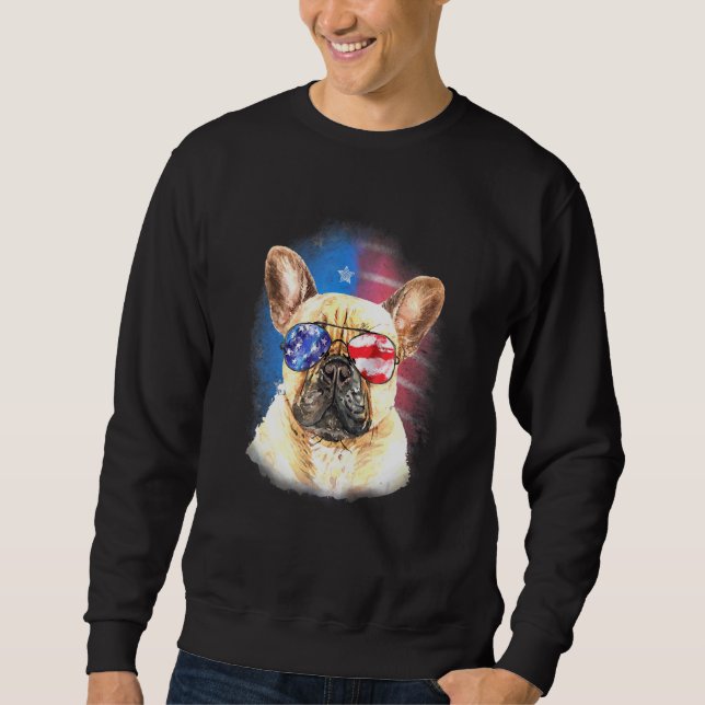 French Bulldog Puppy American Independence Day Fla Sweatshirt (Front)