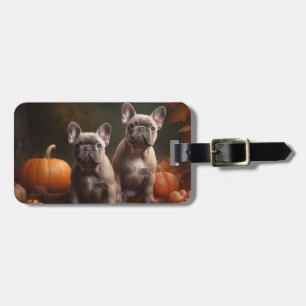French Bulldog Puppy Autumn Delight Pumpkin Luggage Tag