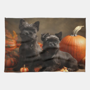 French Bulldog Puppy Autumn Delight Pumpkin Tea Towel