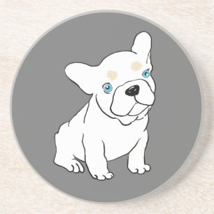 French Bulldog Puppy Cartoon Sandstone Coaster