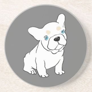 French Bulldog Puppy Cartoon Sandstone Coaster