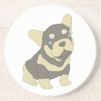 French Bulldog Puppy Cartoon Sandstone Coaster