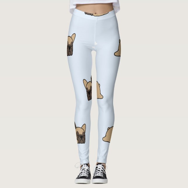 French bulldog puppy, cute sleeping pattern. leggings (Front)