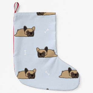 French bulldog puppy, cute sleeping pattern. small christmas stocking