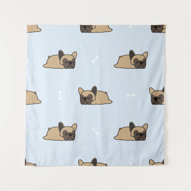 French bulldog puppy, cute sleeping pattern. tapestry (Front)