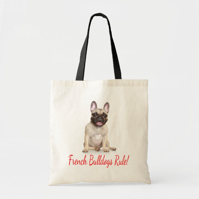 French Bulldog Puppy Dog Canvas Tote Bag (Front)