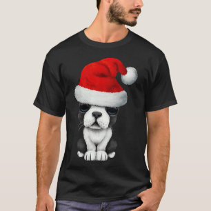 French Bulldog Puppy Dog Wearing A Santa Hat T-Shirt