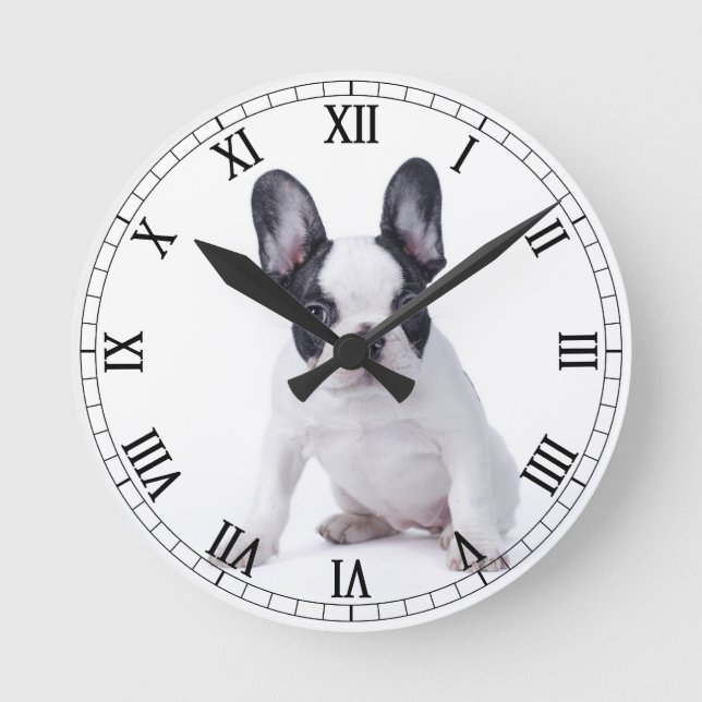 French Bulldog puppy Round Clock (Front)