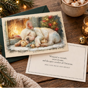 French Bulldog Puppy Sleeping Christmas Holiday Card