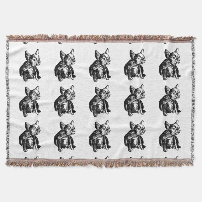 French Bulldog Puppy Throw Blanket (Front)