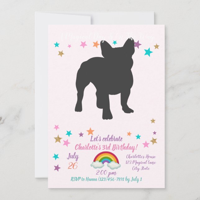 French Bulldog purebred dog silhouette Invitation (Front)