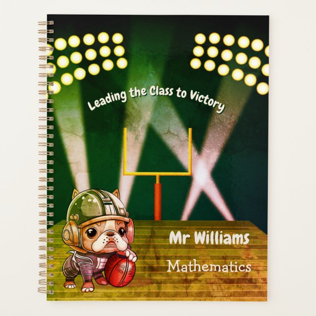  French bulldog quarterback stadium teacher Planner (Front)