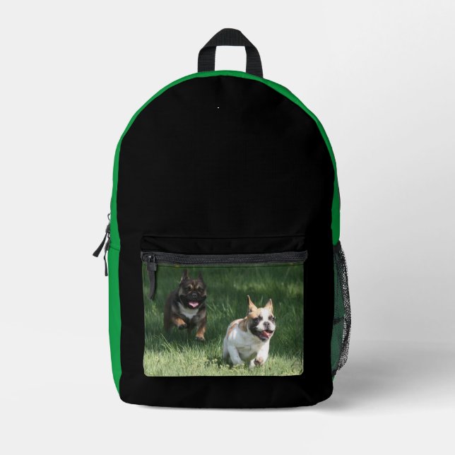 French Bulldog Racing French Bulldog Printed Backpack (Front)