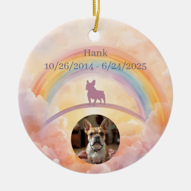 French Bulldog Rainbow Bridge Memorial Ornament (Front)