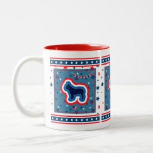 French Bulldog Red White And Blue 4th Of July Two-Tone Coffee Mug