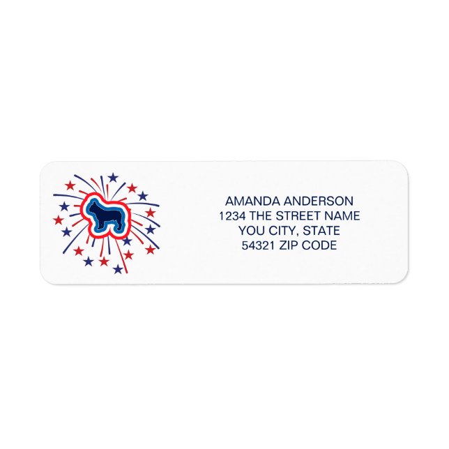 French Bulldog Red White Blue Return Address (Front)