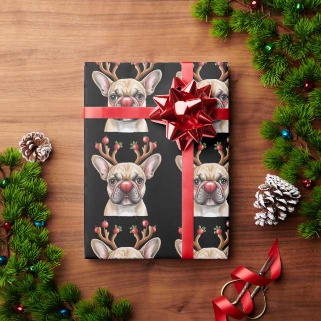 French Bulldog Reindeer Dog Lover Christmas Xmas Wrapping Paper (Holiday Gift)