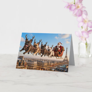 French Bulldog Reindeer Folded Greeting Card