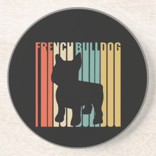 French Bulldog Retro 1970s Dog Silhouette Frenchie Coaster
