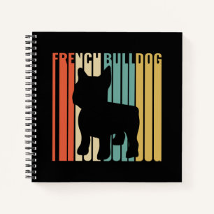 French Bulldog Retro 1970s Dog Silhouette Frenchie Notebook