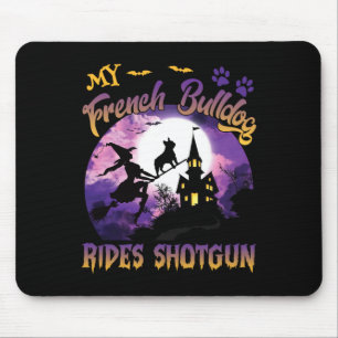 French Bulldog Rides Shotgun Cool Halloween Protec Mouse Pad