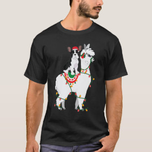 French Bulldog Riding Llama Lights Santa Christma T-Shirt