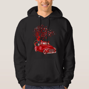 French Bulldog Riding Red Truck Valentine Butterfl Hoodie