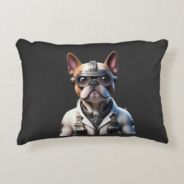 French Bulldog Robot Father's Day Decorative Cushion (Front)