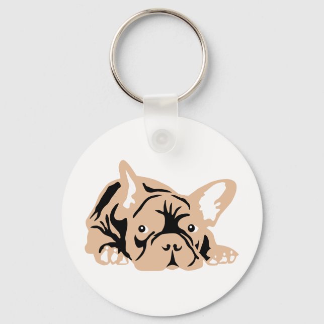 French Bulldog rose Key Ring (Front)