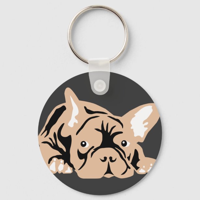 French Bulldog rose Key Ring (Front)