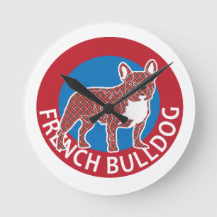 French bulldog round clock