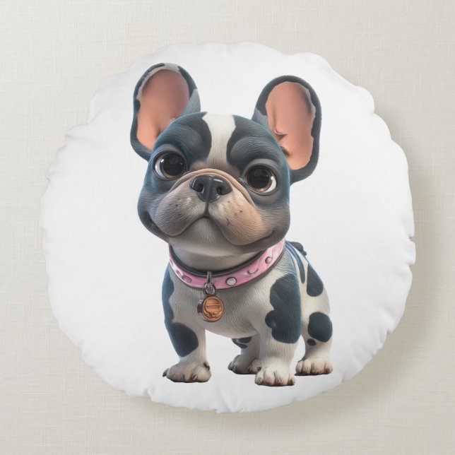 French Bulldog Round Cushion (Front)