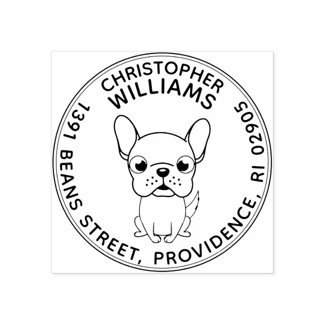 French Bulldog Round Return Address Stamp (Imprint)