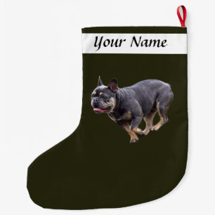French Bulldog Runing Large Christmas Stocking