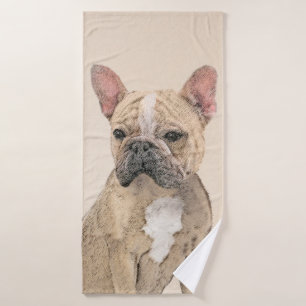French Bulldog (Sable) Painting - Cute Original Do Bath Towel Set