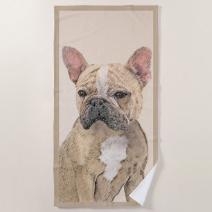 French Bulldog (Sable) Painting - Cute Original Do Beach Towel