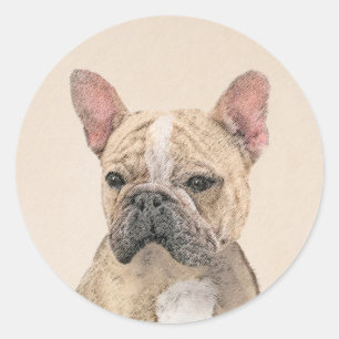 French Bulldog (Sable) Painting - Cute Original Do Classic Round Sticker