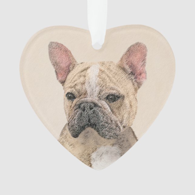 French Bulldog (Sable) Painting - Cute Original Do Ornament (Front)