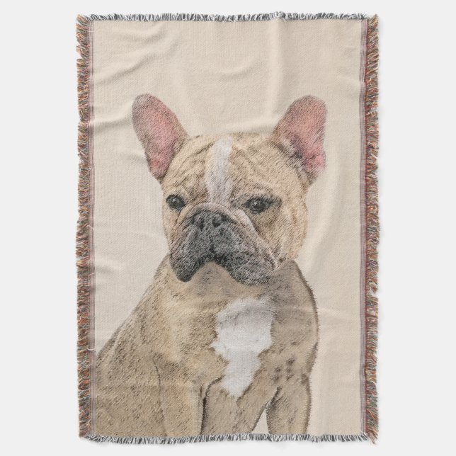 French Bulldog (Sable) Painting - Cute Original Do Throw Blanket (Front Vertical)