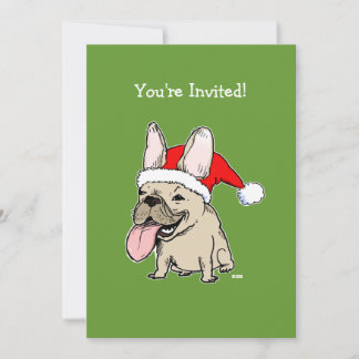 French Bulldog Santa Christmas Dog Holiday Party Invitation