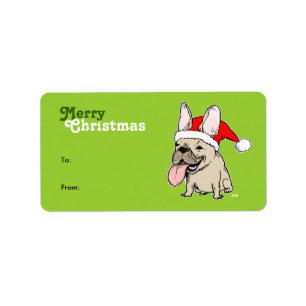 French Bulldog Santa Christmas Gift Tag Stickers