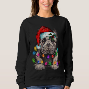 French bulldog santa christmas tree lights sweatshirt