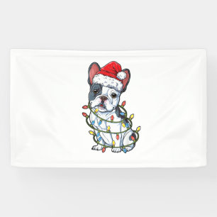 French Bulldog Santa Christmas Tree Lights Xmas Bo Banner