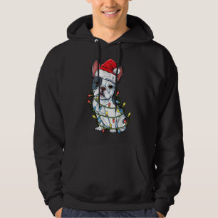 French Bulldog Santa Christmas Tree Lights Xmas Bo Hoodie
