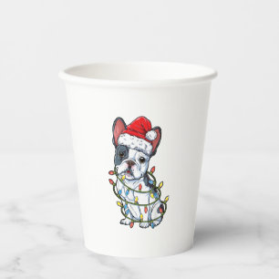 French Bulldog Santa Christmas Tree Lights Xmas Bo Paper Cups