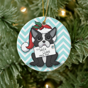 French bulldog Santa Claus Holiday Ceramic Tree Decoration