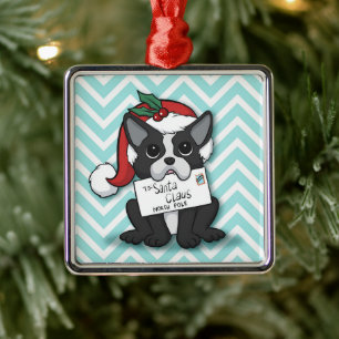 French bulldog Santa Claus Holiday Metal Tree Decoration