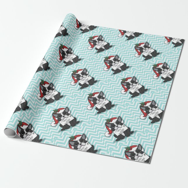 French bulldog Santa Claus Holiday Wrapping Paper (Unrolled)